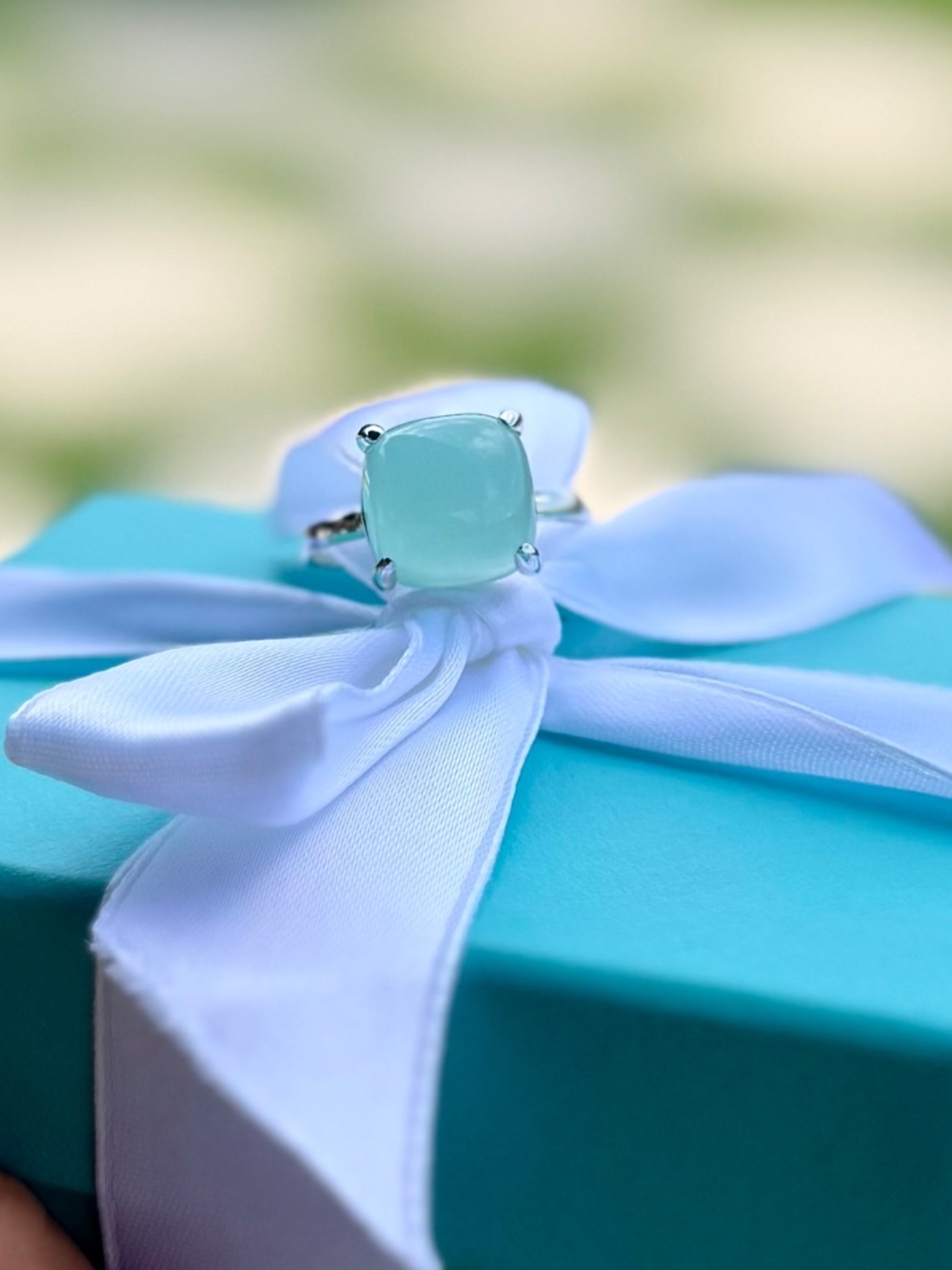 RARE LARGE Tiffany & Co Chrysoprase Sugar Stacks Ring in Silver, sz 10 - Picture 2 of 5